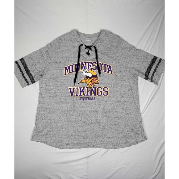 Fanatics Minnesota Vikings Shirt Adult 2X Grey Color Pullover Front Logo Print - Picture 1 of 8
